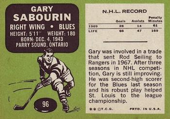 1970-71 Topps #96 Gary Sabourin Back