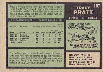 1971-72 O-Pee-Chee #107 Tracy Pratt Back