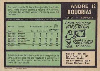 1971-72 O-Pee-Chee #12 Andre Boudrias Back