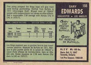 1971-72 O-Pee-Chee #155 Gary Edwards Back