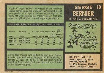 1971-72 O-Pee-Chee #19 Serge Bernier Back