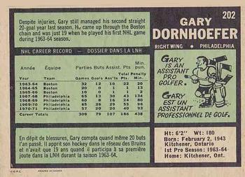 1971-72 O-Pee-Chee #202 Gary Dornhoefer Back