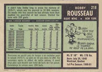 1971-72 O-Pee-Chee #218 Bobby Rousseau Back