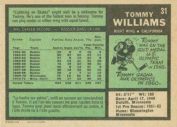 1971-72 O-Pee-Chee #31 Tommy Williams Back
