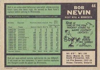 1971-72 O-Pee-Chee #44 Bob Nevin Back