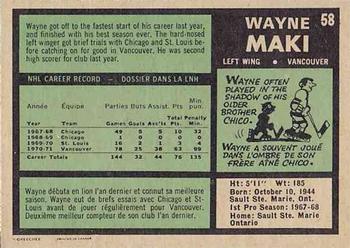 1971-72 O-Pee-Chee #58 Wayne Maki Back