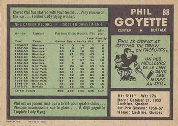 1971-72 O-Pee-Chee #88 Phil Goyette Back