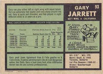 1971-72 O-Pee-Chee #93 Gary Jarrett Back