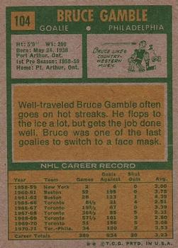 1971-72 Topps #104 Bruce Gamble Back