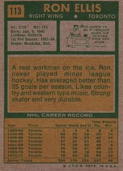1971-72 Topps #113 Ron Ellis Back