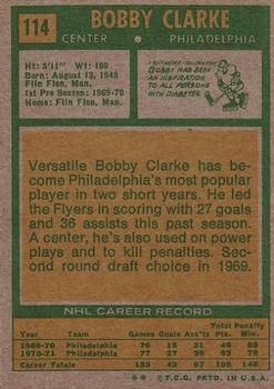 1971-72 Topps #114 Bobby Clarke Back