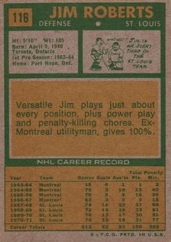 1971-72 Topps #116 Jim Roberts Back