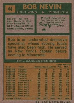 1971-72 Topps #44 Bob Nevin Back