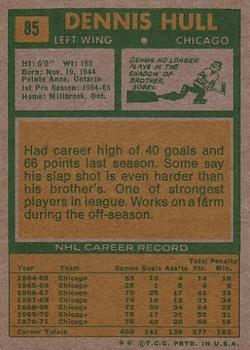 1971-72 Topps #85 Dennis Hull Back