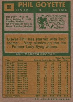 1971-72 Topps #88 Phil Goyette Back