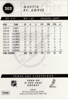 2008-09 O-Pee-Chee - Gold #202 Martin St. Louis Back