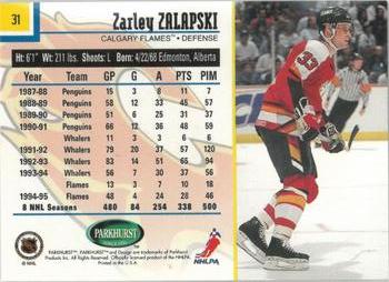 1995-96 Parkhurst International - Emerald Ice #31 Zarley Zalapski Back