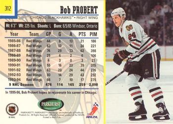 1995-96 Parkhurst International - Emerald Ice #312 Bob Probert Back