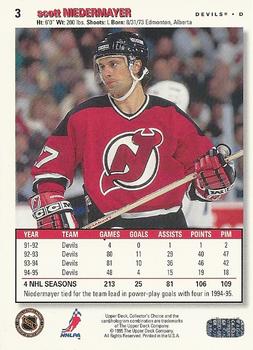 1995-96 Collector's Choice - Player's Club #3 Scott Niedermayer Back