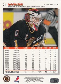 1995-96 Collector's Choice - Player's Club #71 Kirk McLean Back