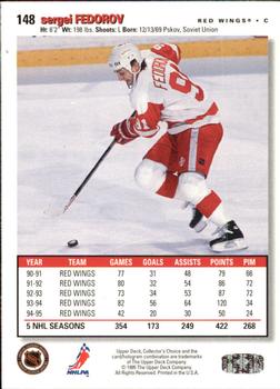 1995-96 Collector's Choice - Player's Club #148 Sergei Fedorov Back