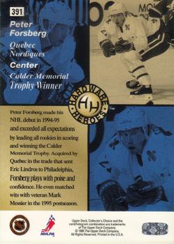 1995-96 Collector's Choice - Player's Club #391 Peter Forsberg Back