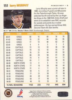 1995-96 Collector's Choice - Platinum Player's Club #151 Larry Murphy Back