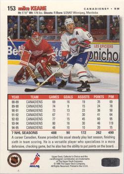 1995-96 Collector's Choice - Platinum Player's Club #153 Mike Keane Back
