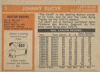 1972-73 O-Pee-Chee #1 Johnny Bucyk Back