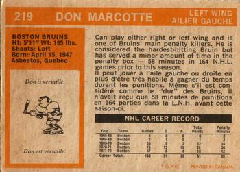 1972-73 O-Pee-Chee #219 Don Marcotte Back