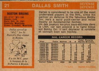 1972-73 O-Pee-Chee #21 Dallas Smith Back