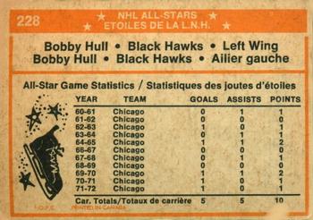 1972-73 O-Pee-Chee #228 Bobby Hull Back
