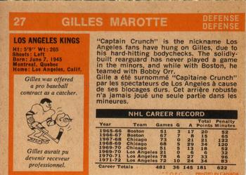 1972-73 O-Pee-Chee #27 Gilles Marotte Back