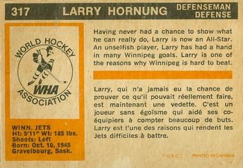 1972-73 O-Pee-Chee #317 Larry Hornung Back