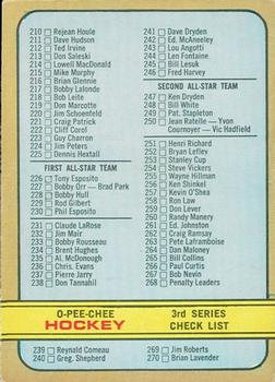 1972-73 O-Pee-Chee #334 3rd Series Checklist 210-341 Front