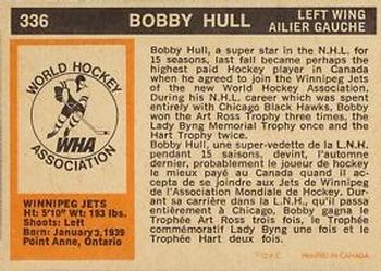 1972-73 O-Pee-Chee #336 Bobby Hull Back