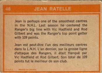 1972-73 O-Pee-Chee #48 Jean Ratelle Back