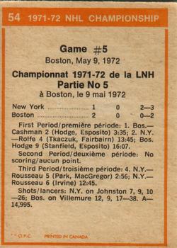 1972-73 O-Pee-Chee #54 1971 -72 NHL Playoffs Game 5 Back