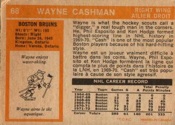 1972-73 O-Pee-Chee #68 Wayne Cashman Back