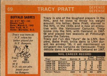 1972-73 O-Pee-Chee #69 Tracy Pratt Back