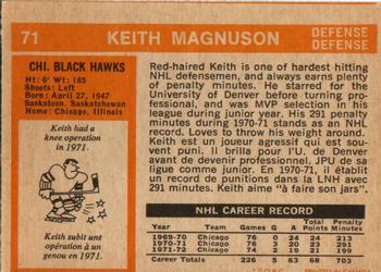 1972-73 O-Pee-Chee #71 Keith Magnuson Back