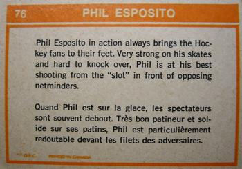 1972-73 O-Pee-Chee #76 Phil Esposito Back