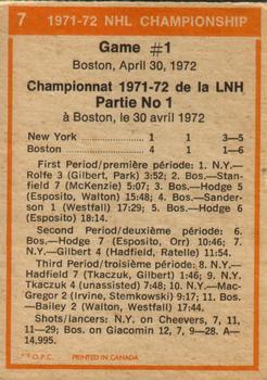 1972-73 O-Pee-Chee #7 1971-72 NHL Playoffs Game 1 Back
