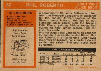1972-73 O-Pee-Chee #82 Phil Roberto Back