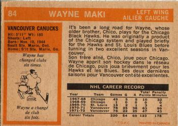 1972-73 O-Pee-Chee #84 Wayne Maki Back