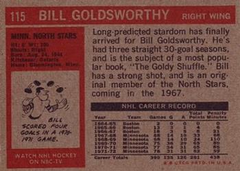 1972-73 Topps #115 Bill Goldsworthy Back