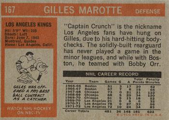 1972-73 Topps #167 Gilles Marotte Back