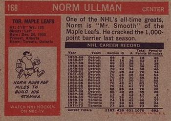 1972-73 Topps #168 Norm Ullman Back