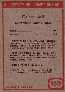 1972-73 Topps #4 1971-72 NHL Playoffs Game 3 Back