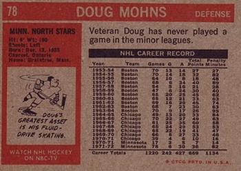 1972-73 Topps #78 Doug Mohns Back